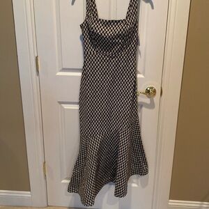 Anthropologie black white check patterned dress Sz XS new